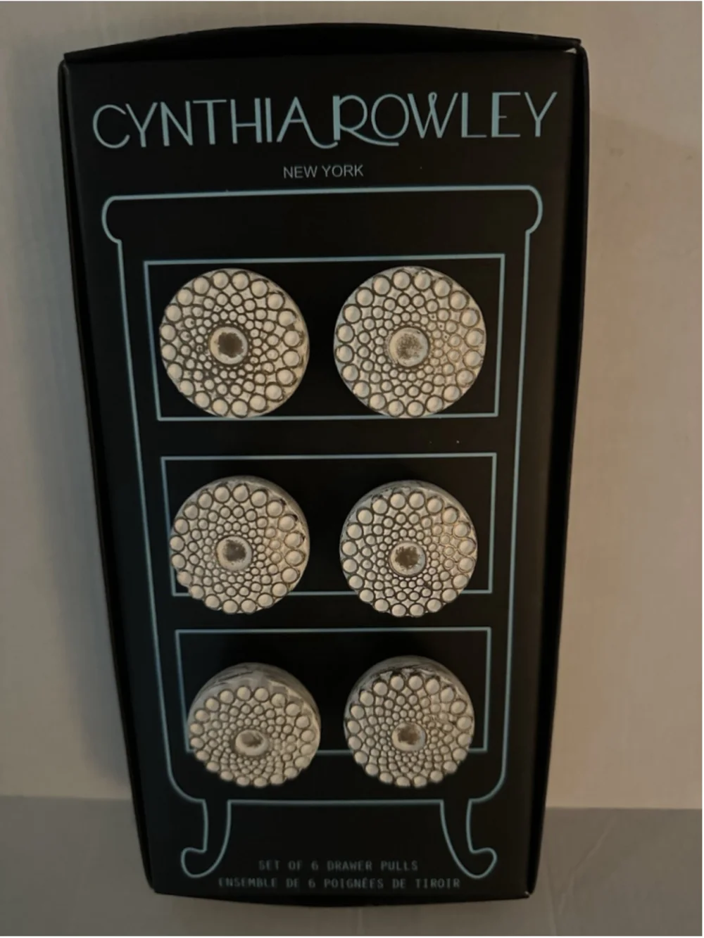 Cabinet Drawer Knobs Cynthia Rowley Round White And Gold Pulls Set of 6